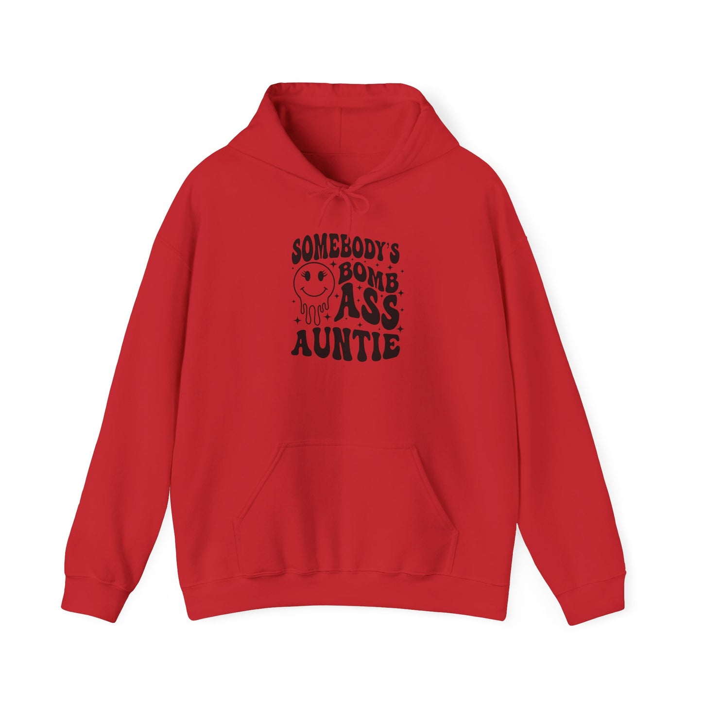 Hoodie — "Somebody's Bomb Ass Auntie" Funny Graphic Hooded Sweatshirt