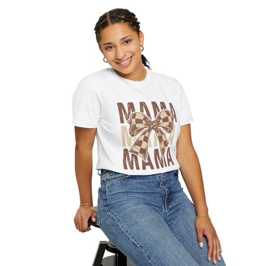 Mama Graphic T-Shirt — Plaid Bow Mom Tee (Mama Print)