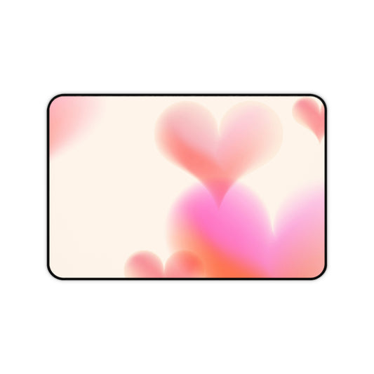 Soft Blurred Hearts Desk Mat | Pink Pastel Heart Mousepad