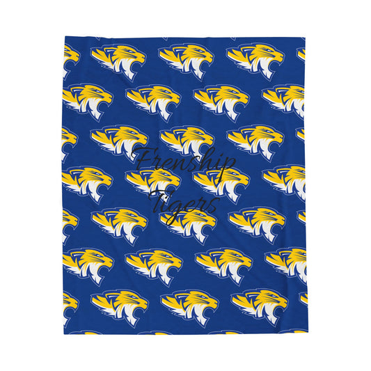 Yellow Blue Frenship Tigers ISD Pattern Blanket | Velveteen Plush Throw
