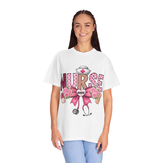 Nurse Floral Heart Stethoscope T-Shirt | Nursing Love Shirt