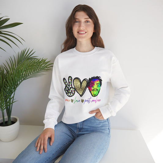 Leopard Peace Sign with Gold Heart crewneck sweatshirt | peace love