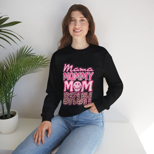 Mama Mommy Mom Bruh sweatshirt | Pink leopard text crewneck