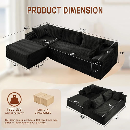 Korser Modular Corduroy Sectional Sofa