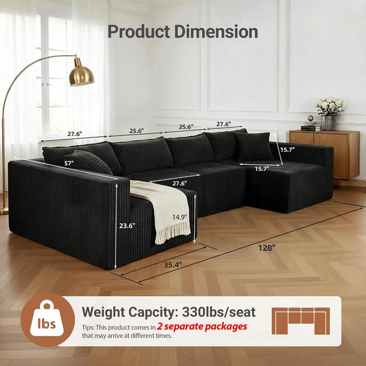 Claiks U-Shaped Modular Corduroy Sofa