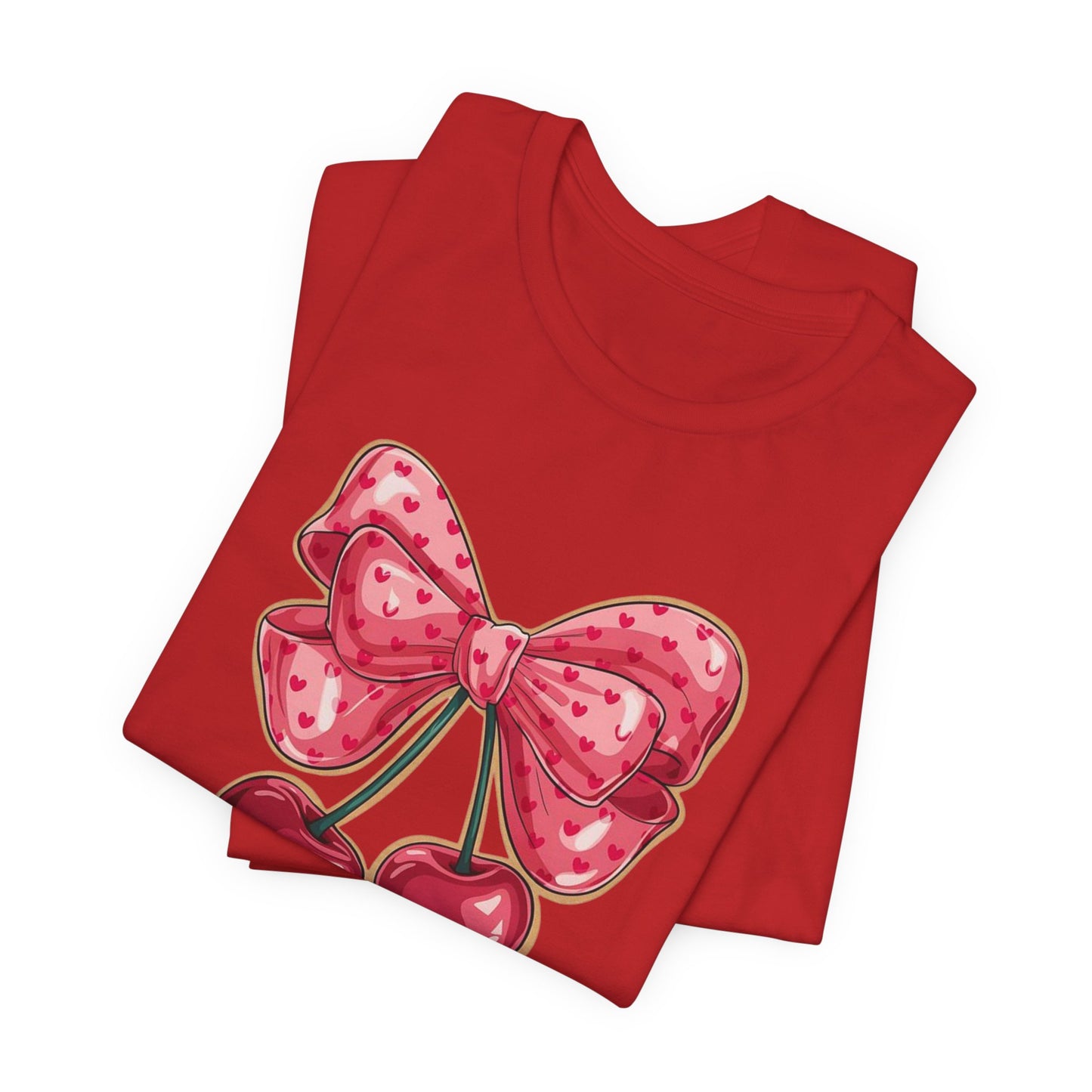 Cherry Bow Tee — Cute Pink Cherry Graphic T-Shirt