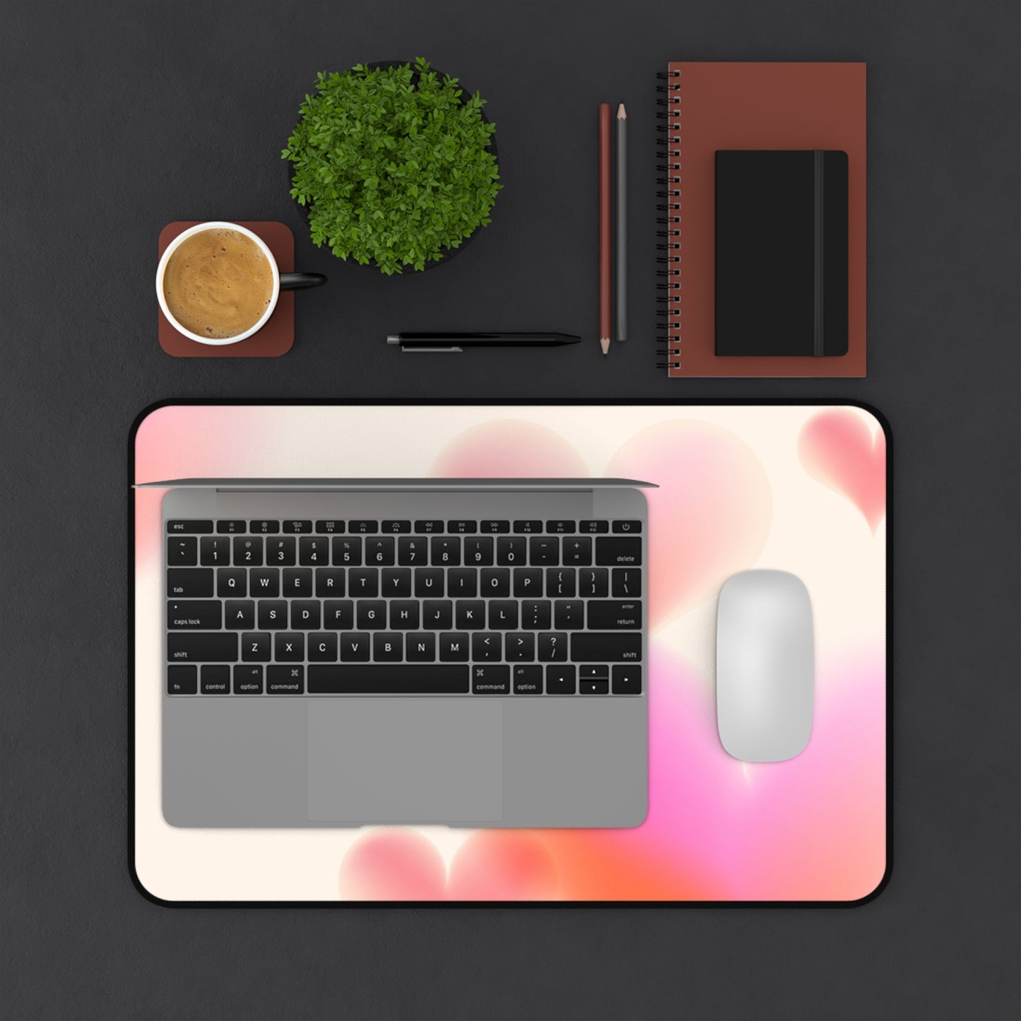 Soft Blurred Hearts Desk Mat | Pink Pastel Heart Mousepad