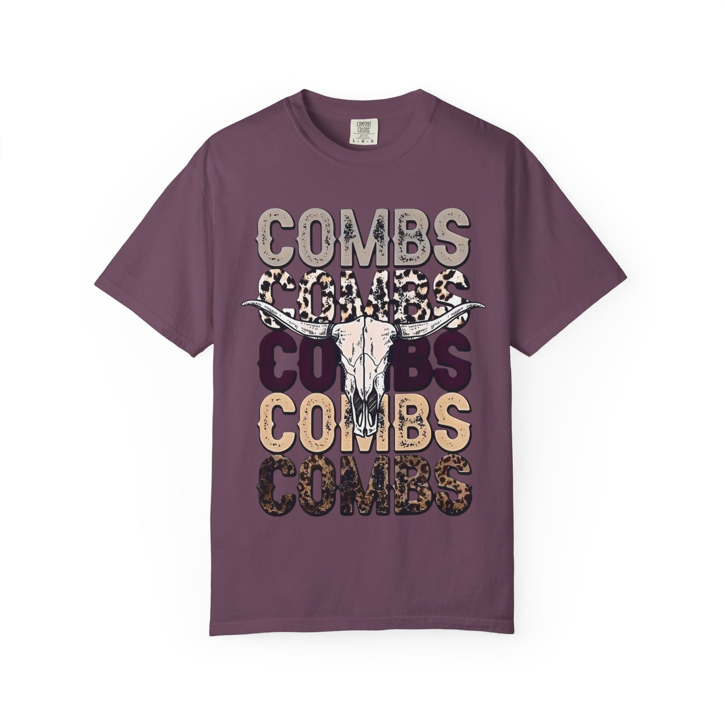 Combs Skull Repeat design T-shirt | Longhorn skull typography tee