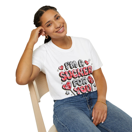 I’m a Sucker For You T-Shirt – Valentine Heart Lollipop Romantic Tee