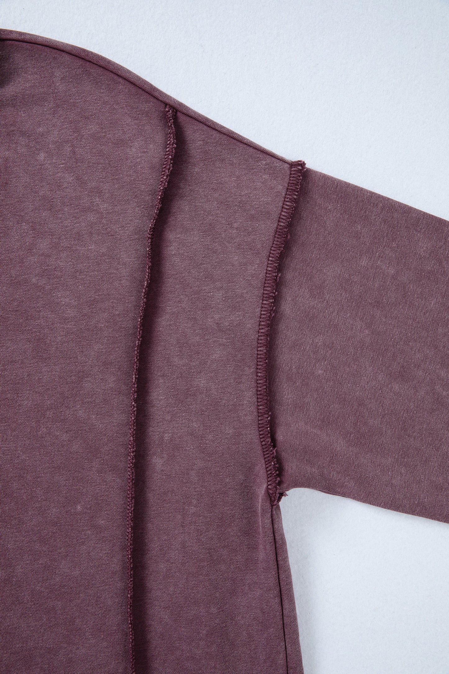 Red Sandalwood Mineral Wash Exposed Seam Side Slit Sweatshirt