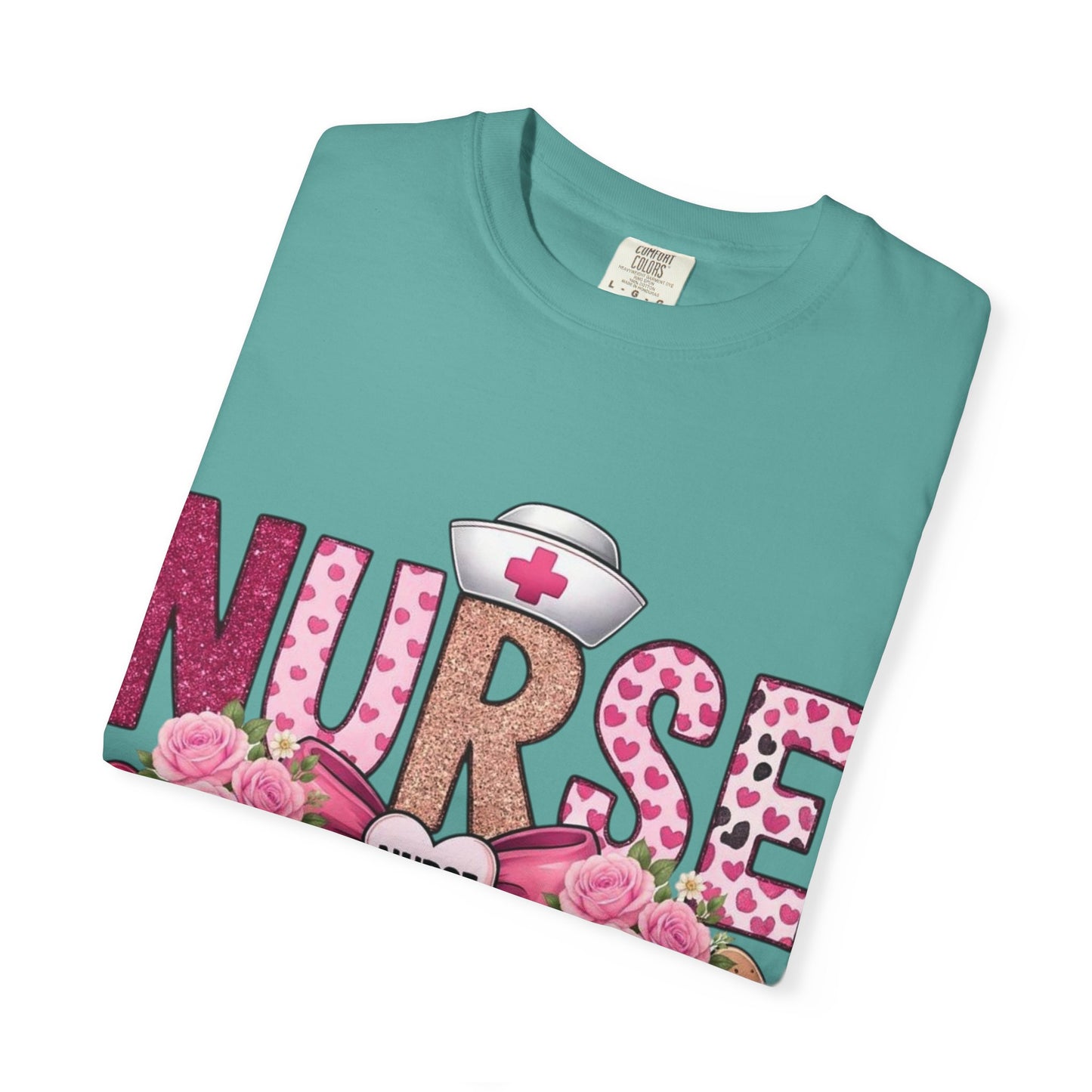 Nurse Floral Heart Stethoscope T-Shirt | Nursing Love Shirt