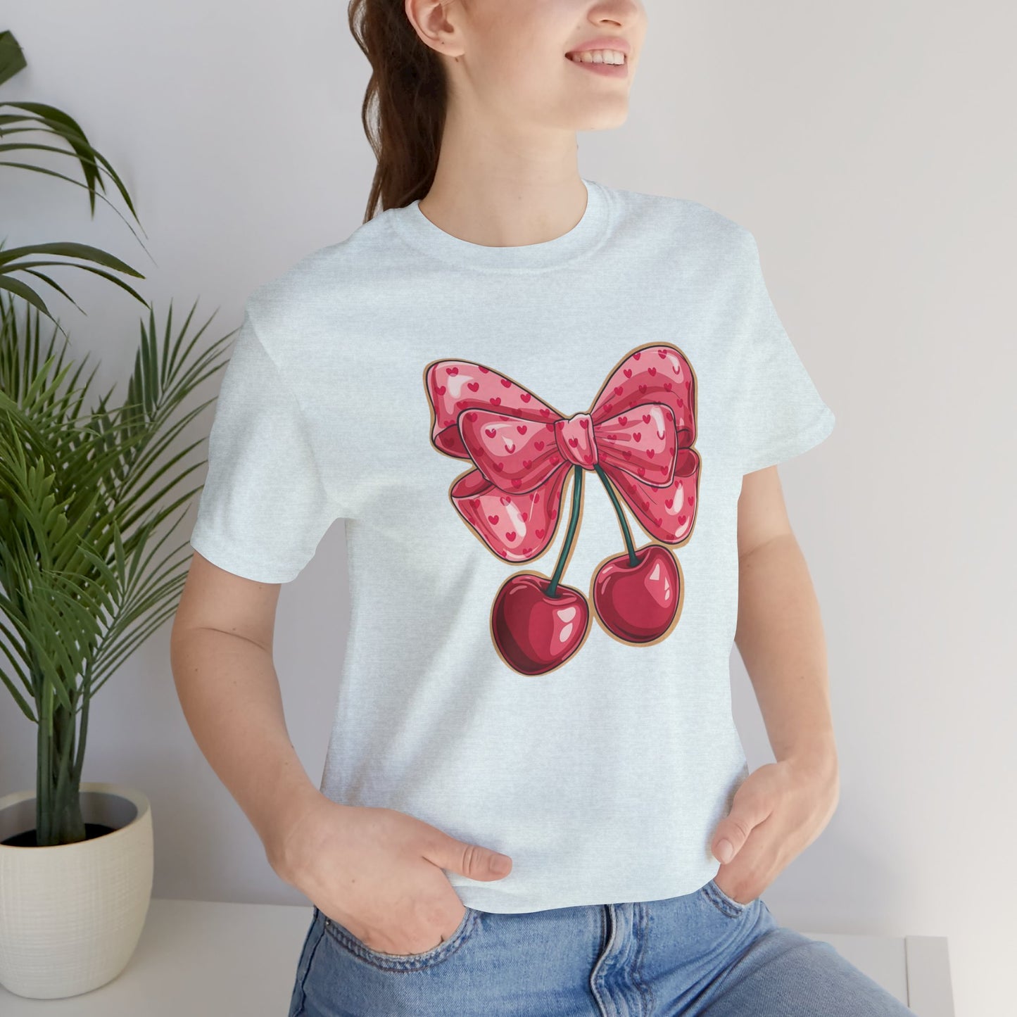 Cherry Bow Tee — Cute Pink Cherry Graphic T-Shirt