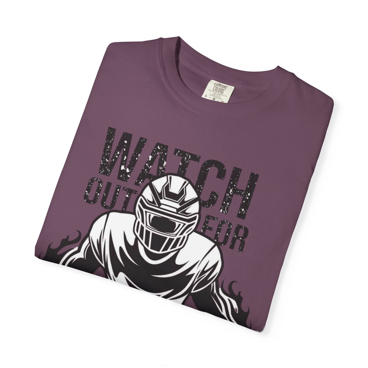 Watch Out For He's A Beast Football Player T-Shirt | Sports Helmet Grunge