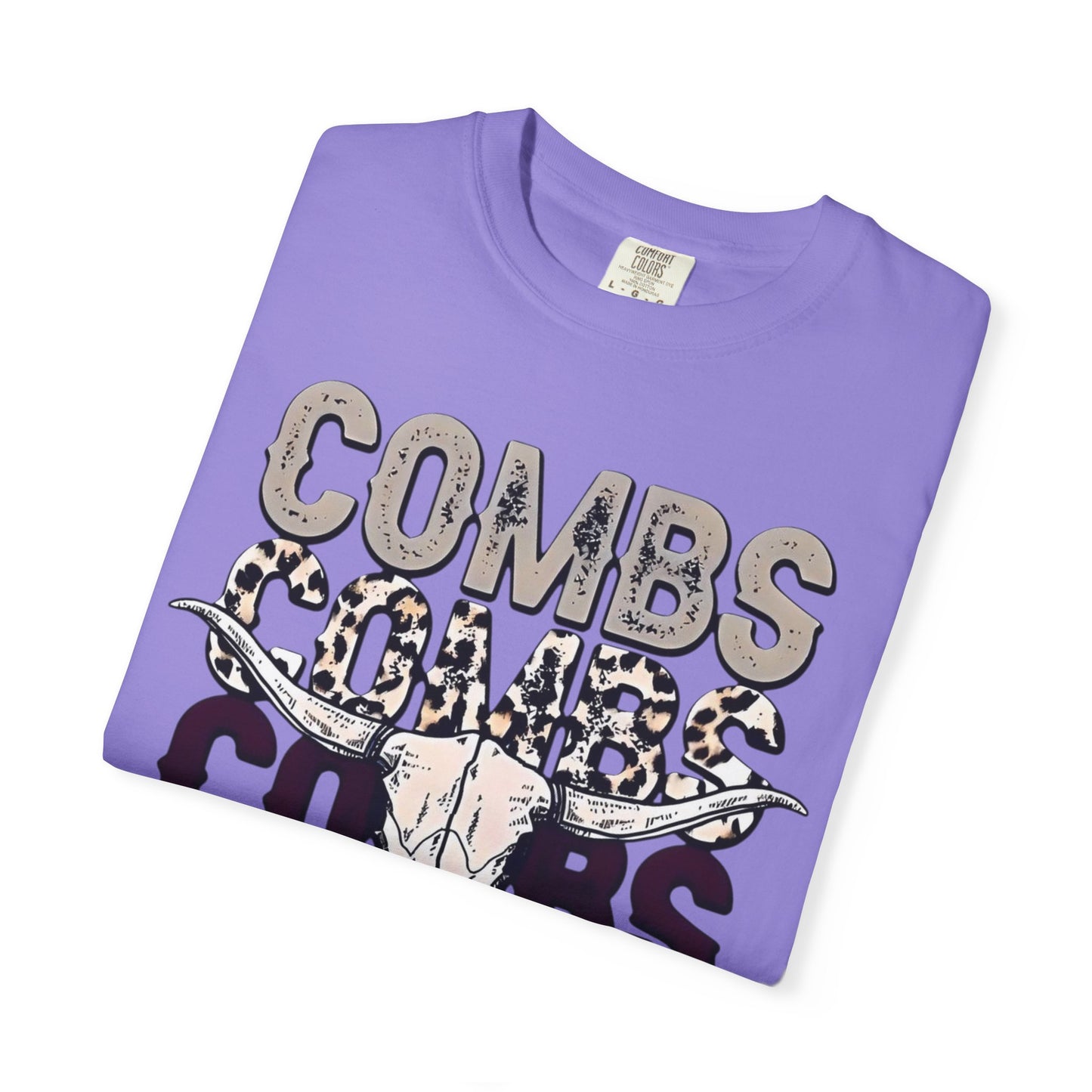 Combs Skull Repeat design T-shirt | Longhorn skull typography tee