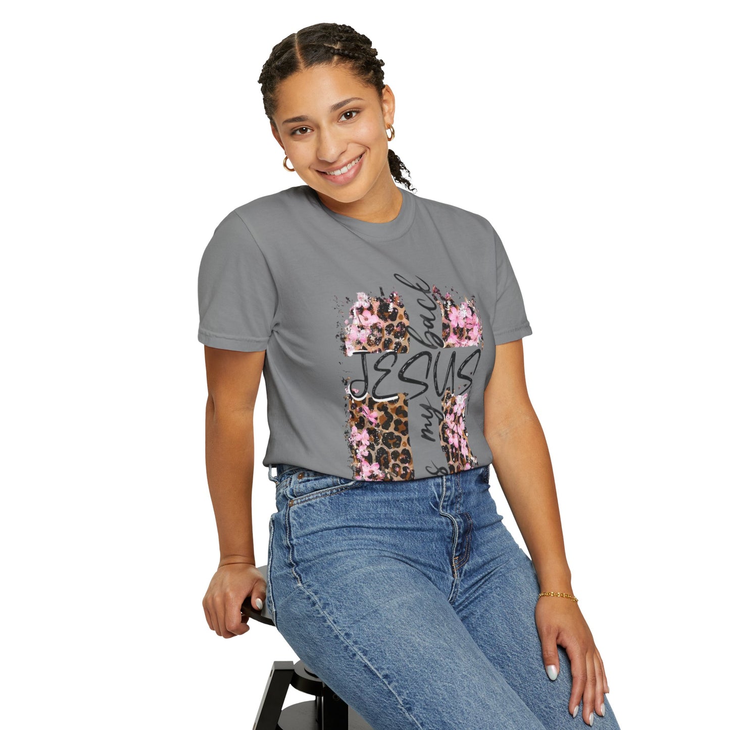 Jesus Has My Back T-Shirt | Leopard Floral Cross Christian Faith Tee