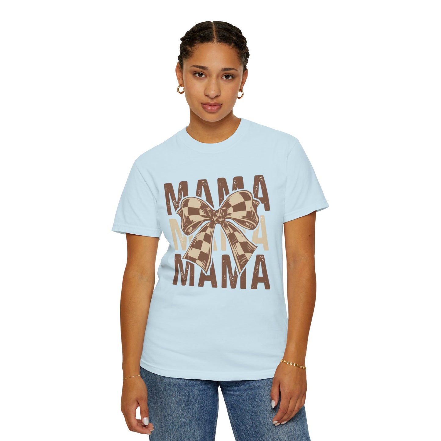 Mama Graphic T-Shirt — Plaid Bow Mom Tee (Mama Print)