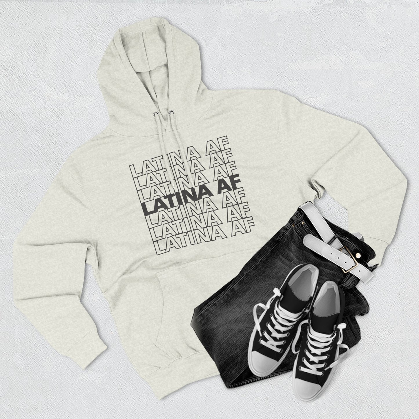 LATINA AF Typography Hoodie | Embroidered Chest Option