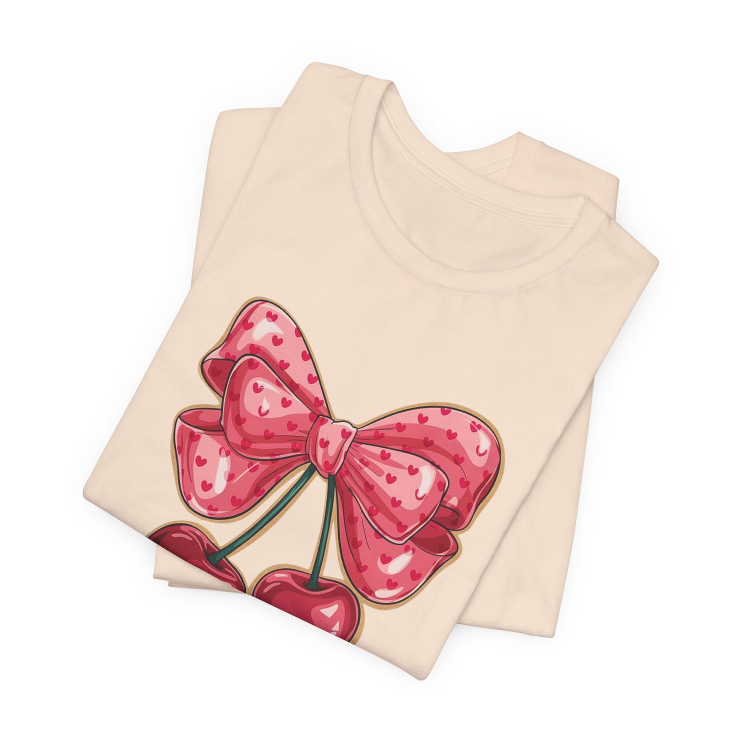 Cherry Bow Tee — Cute Pink Cherry Graphic T-Shirt