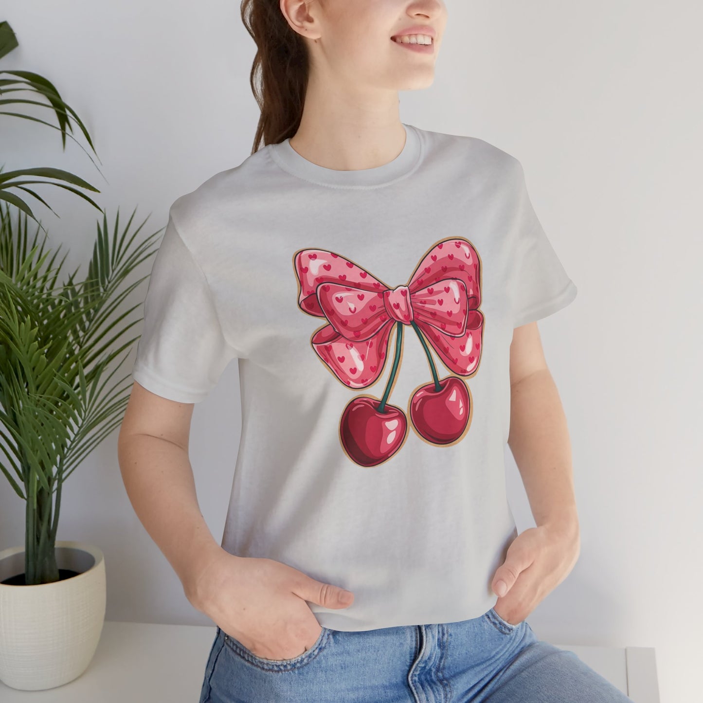 Cherry Bow Tee — Cute Pink Cherry Graphic T-Shirt