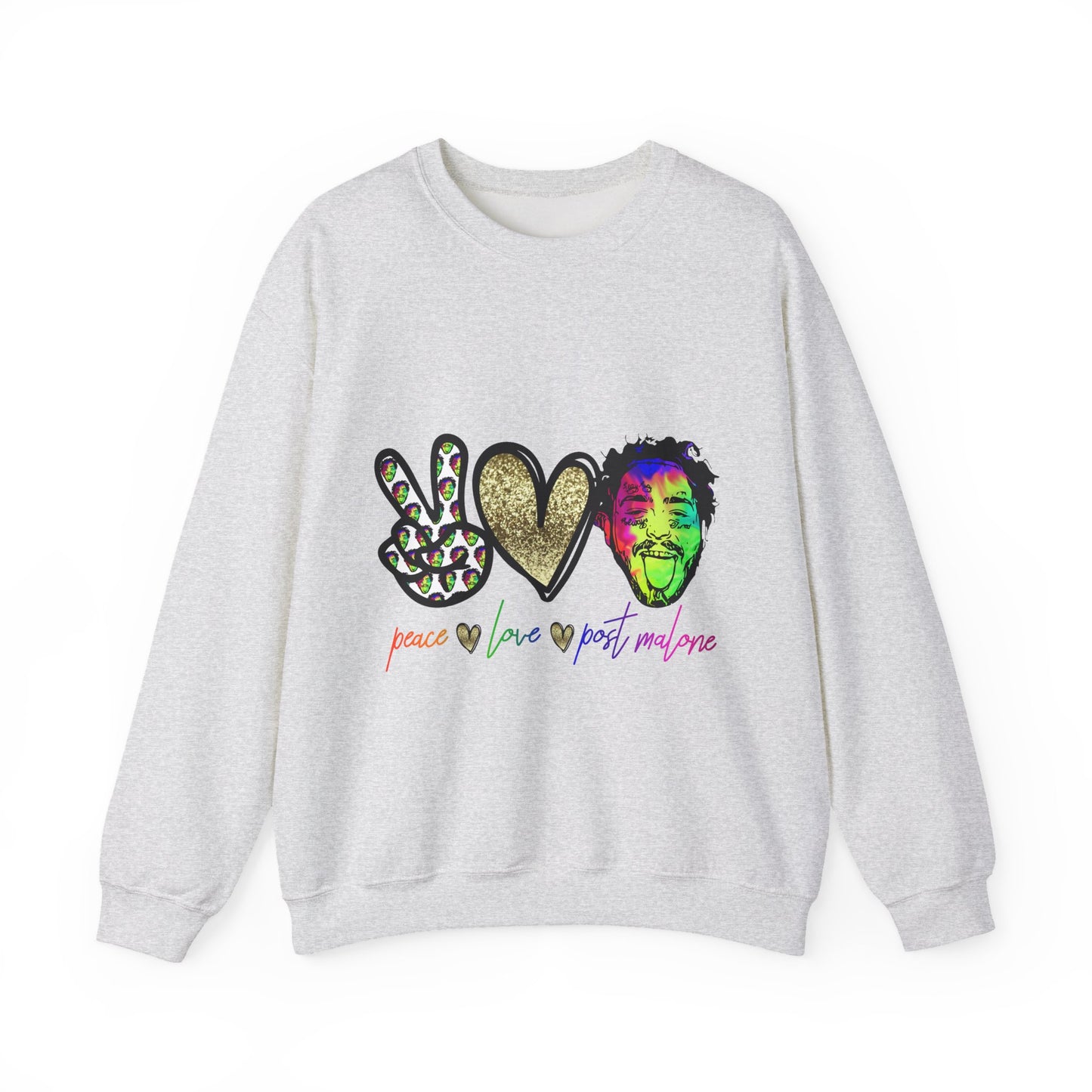 Leopard Peace Sign with Gold Heart crewneck sweatshirt | peace  love