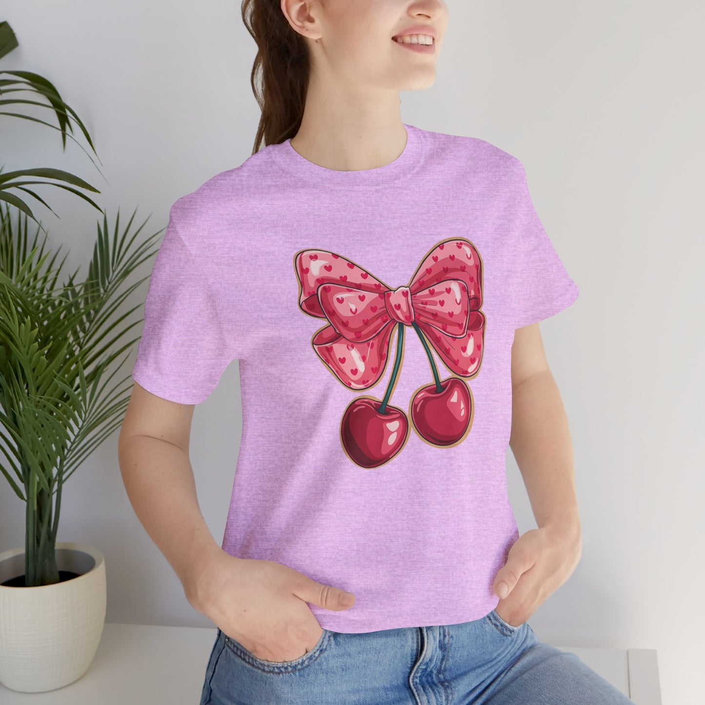 Cherry Bow Tee — Cute Pink Cherry Graphic T-Shirt