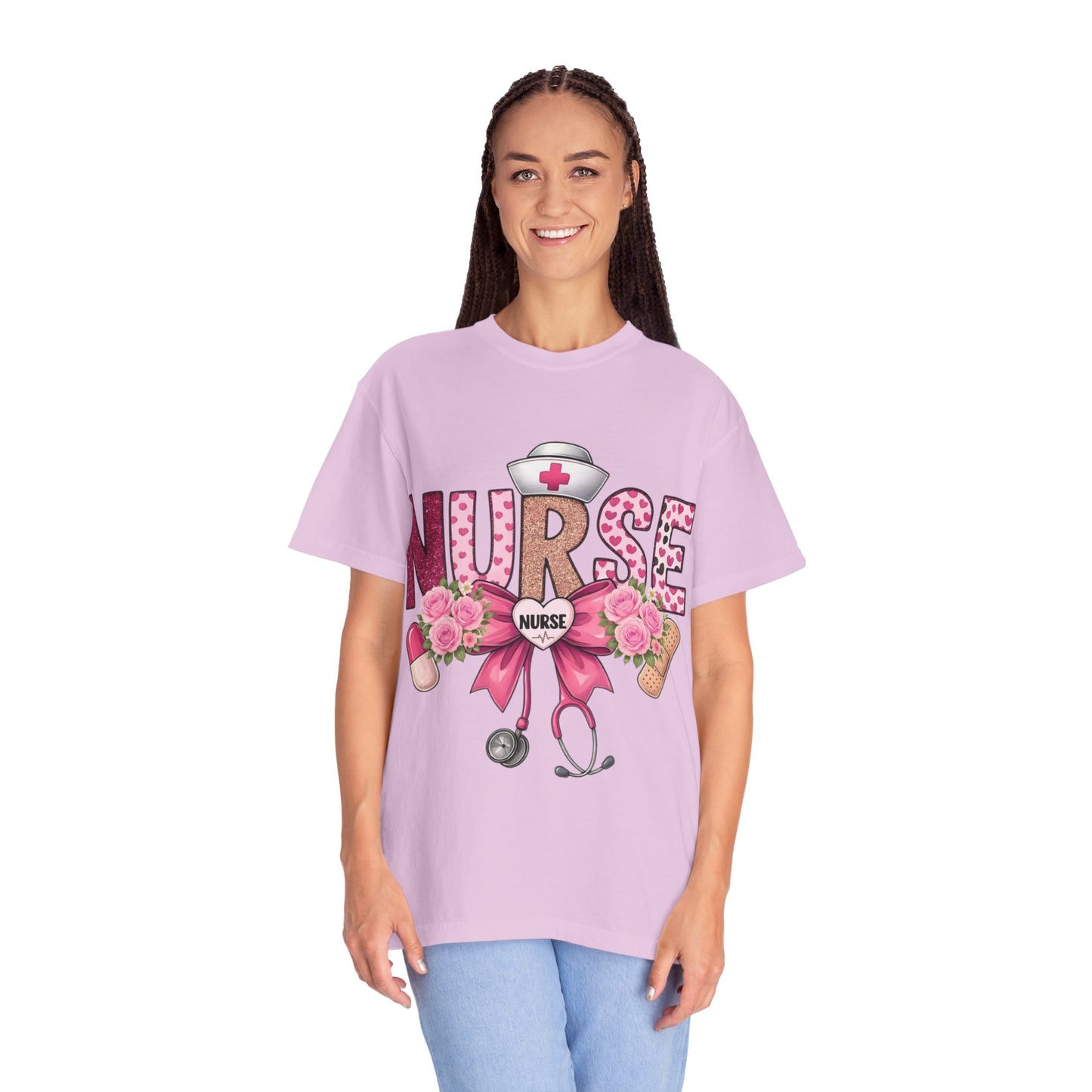 Nurse Floral Heart Stethoscope T-Shirt | Nursing Love Shirt