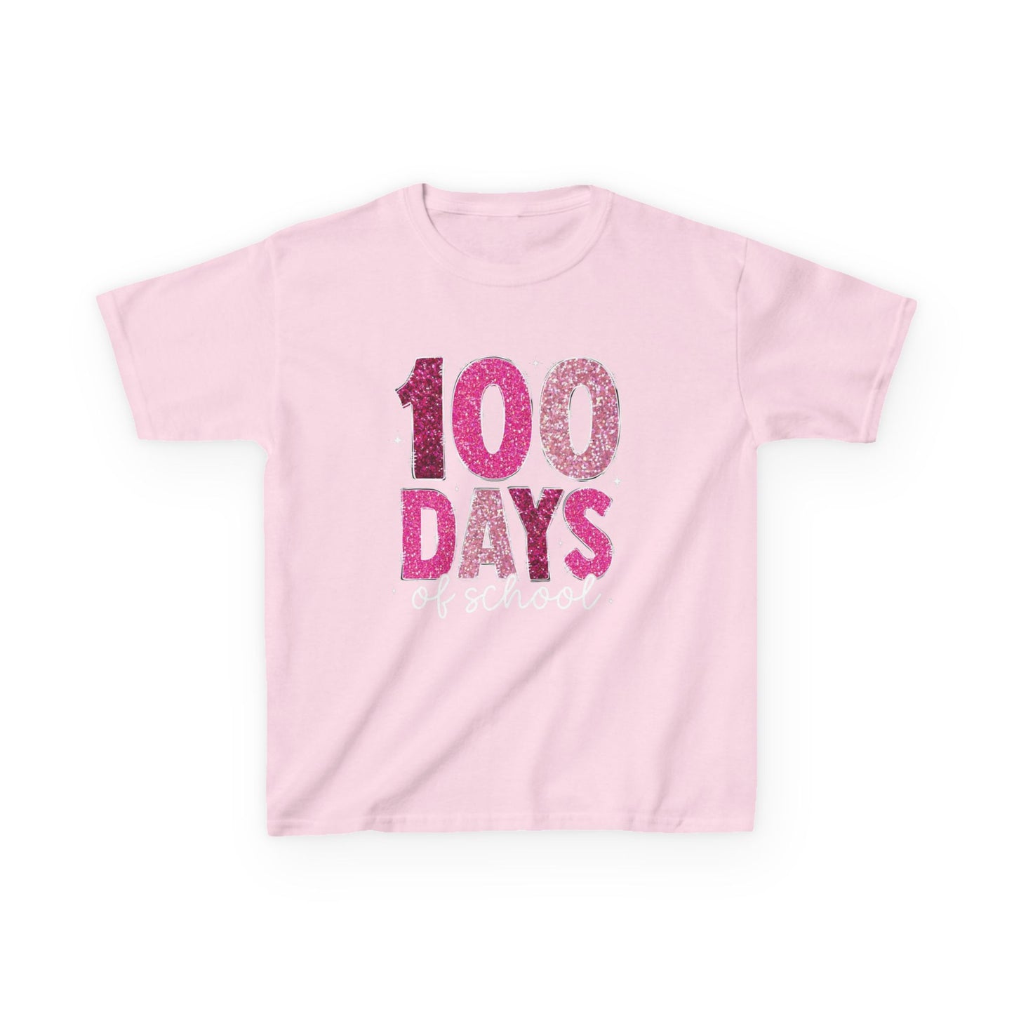 100 Days Glitter Text Kids Tee | School Milestone Shirt