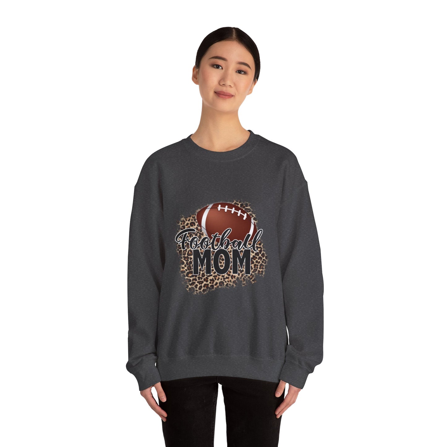 Football Mom Leopard Print Crewneck Sweatshirt