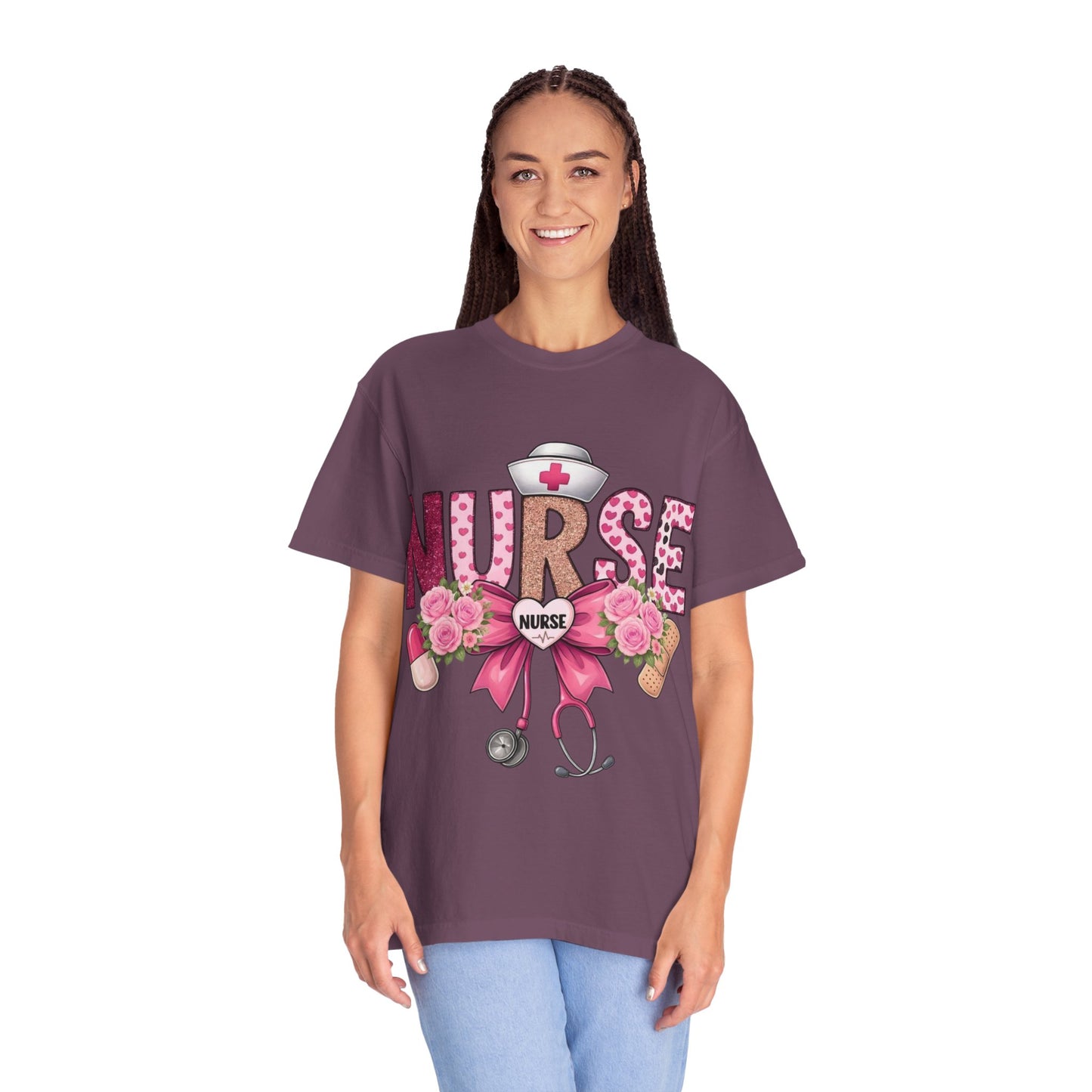 Nurse Floral Heart Stethoscope T-Shirt | Nursing Love Shirt