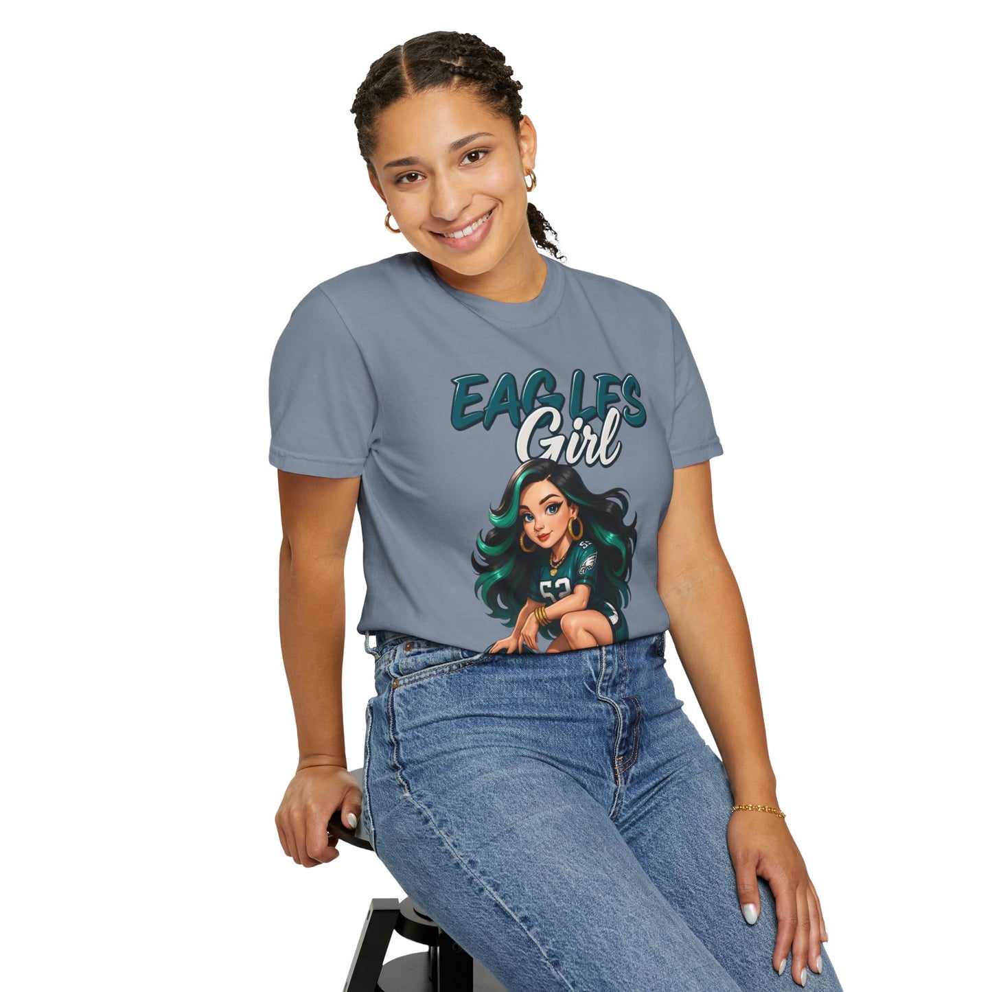 Eagles Girl T-shirt | Football Fan Illustration, Team Spirit Tee