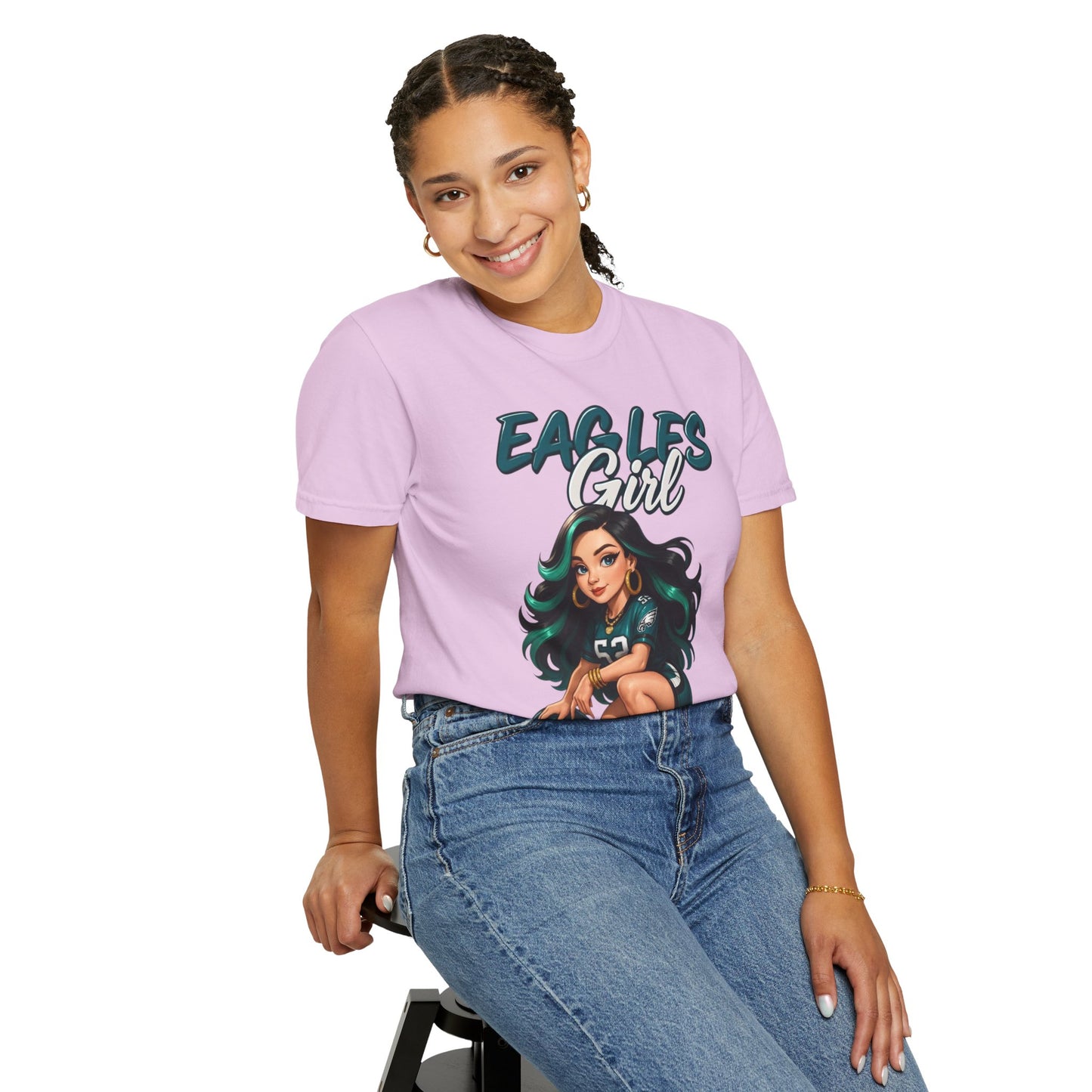 Eagles Girl T-shirt | Football Fan Illustration, Team Spirit Tee