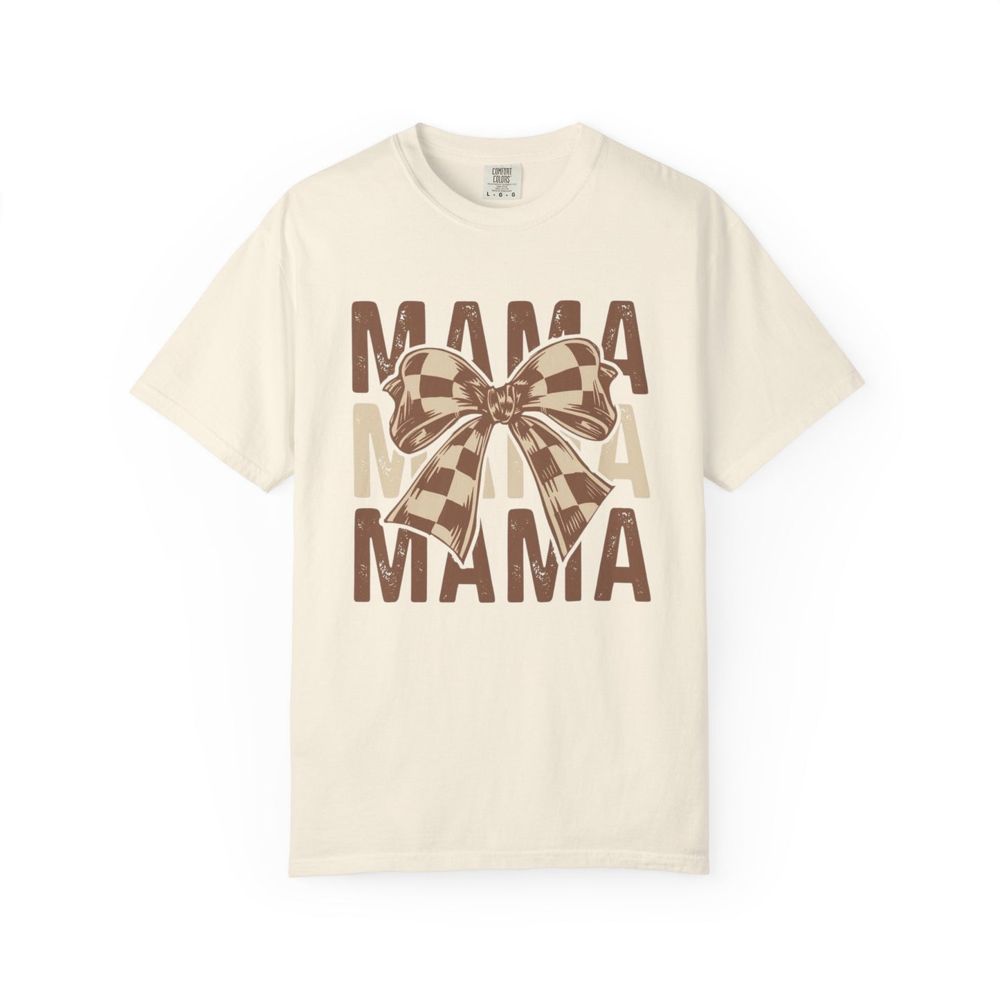 Mama Graphic T-Shirt — Plaid Bow Mom Tee (Mama Print)
