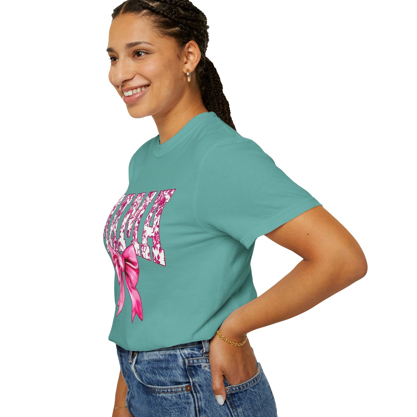 Mama Floral Bow T-Shirt — Mother's Day Pink Ribbon Tee