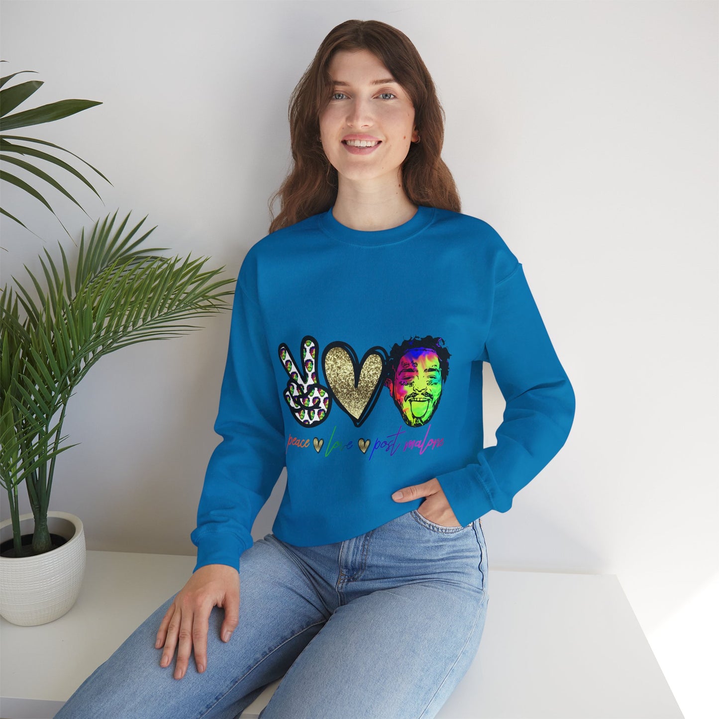 Leopard Peace Sign with Gold Heart crewneck sweatshirt | peace  love