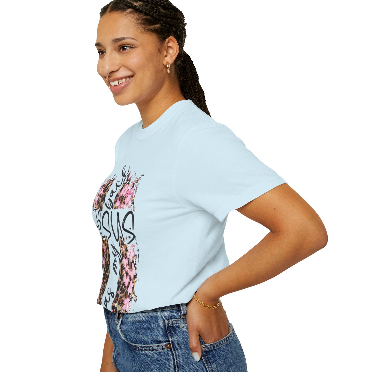 Jesus Has My Back T-Shirt | Leopard Floral Cross Christian Faith Tee