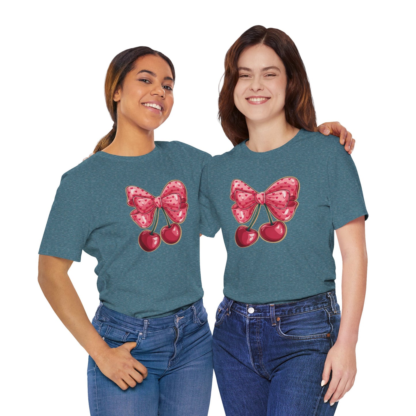 Cherry Bow Tee — Cute Pink Cherry Graphic T-Shirt