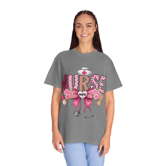Nurse Floral Heart Stethoscope T-Shirt | Nursing Love Shirt