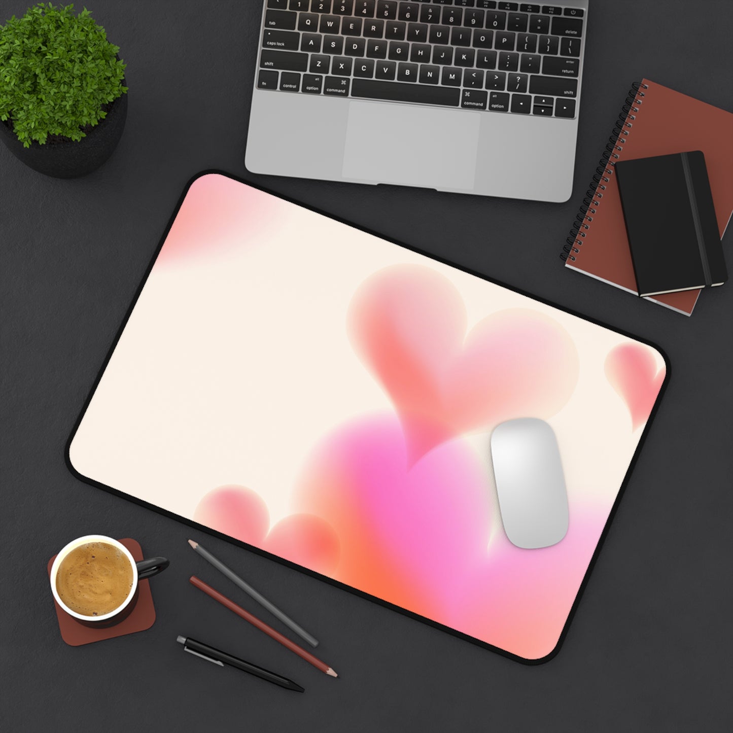 Soft Blurred Hearts Desk Mat | Pink Pastel Heart Mousepad