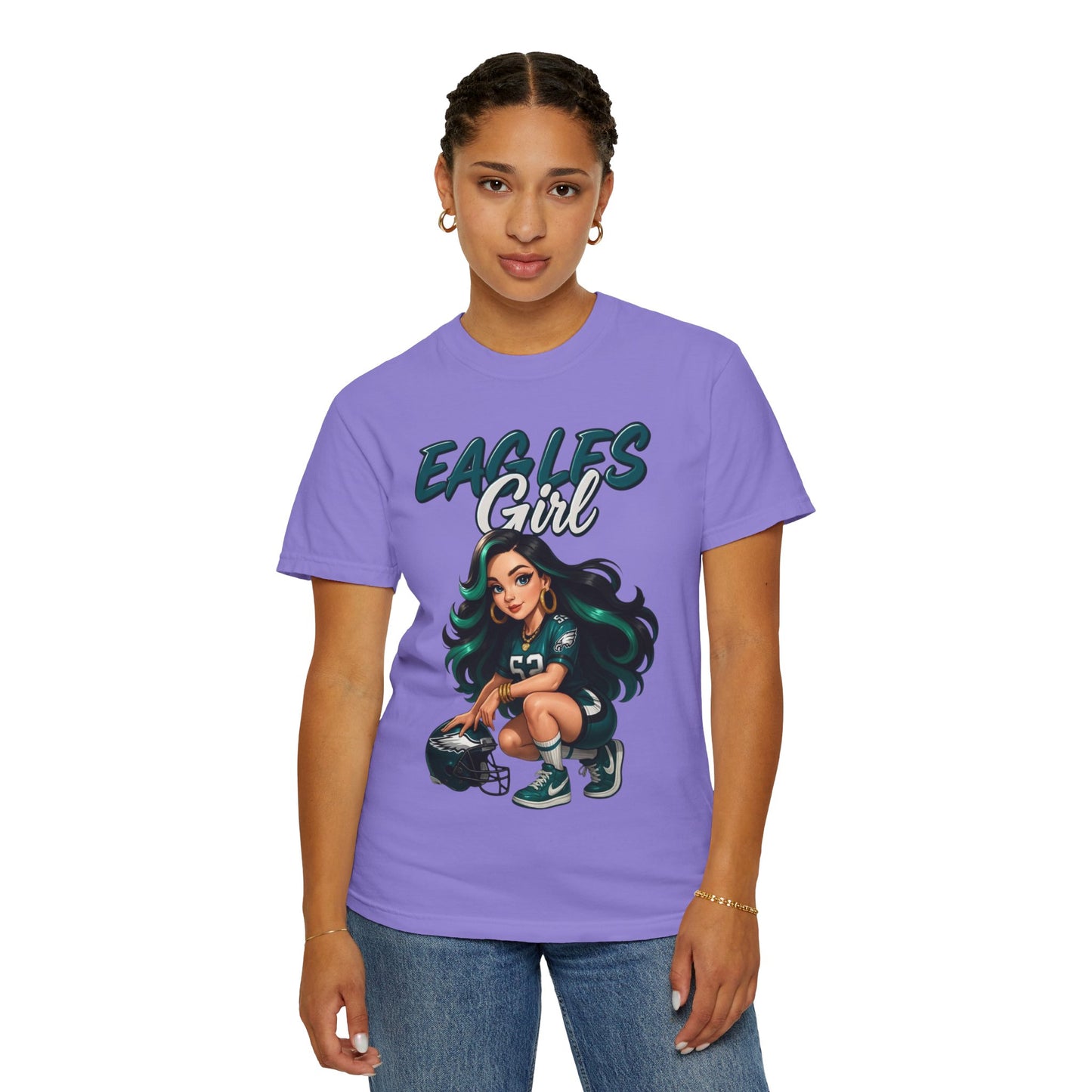 Eagles Girl T-shirt | Football Fan Illustration, Team Spirit Tee