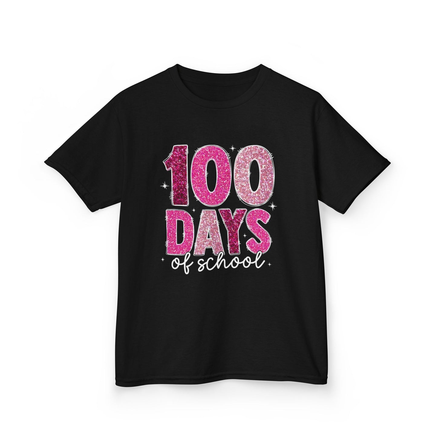 100 Days Glitter Text Kids Tee | School Milestone Shirt