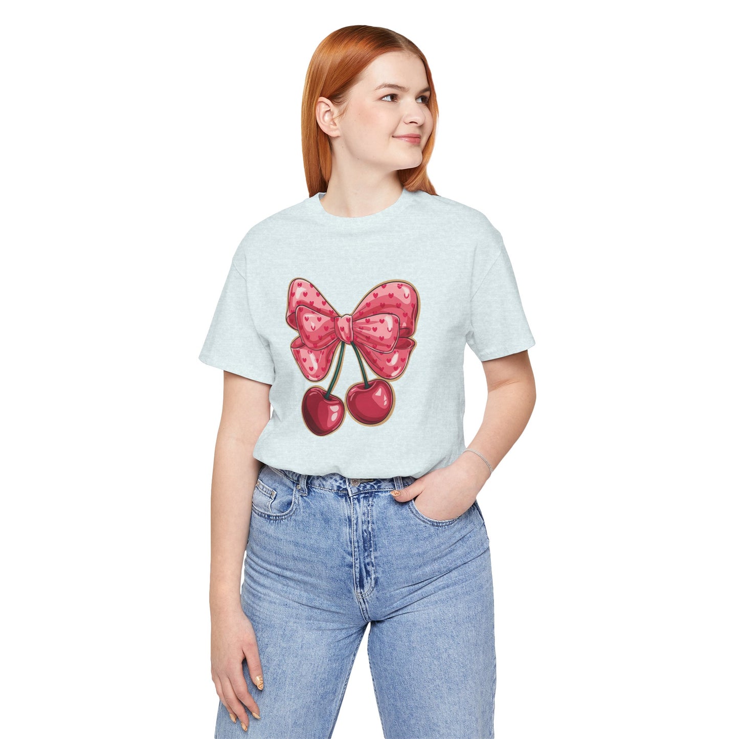 Cherry Bow Tee — Cute Pink Cherry Graphic T-Shirt