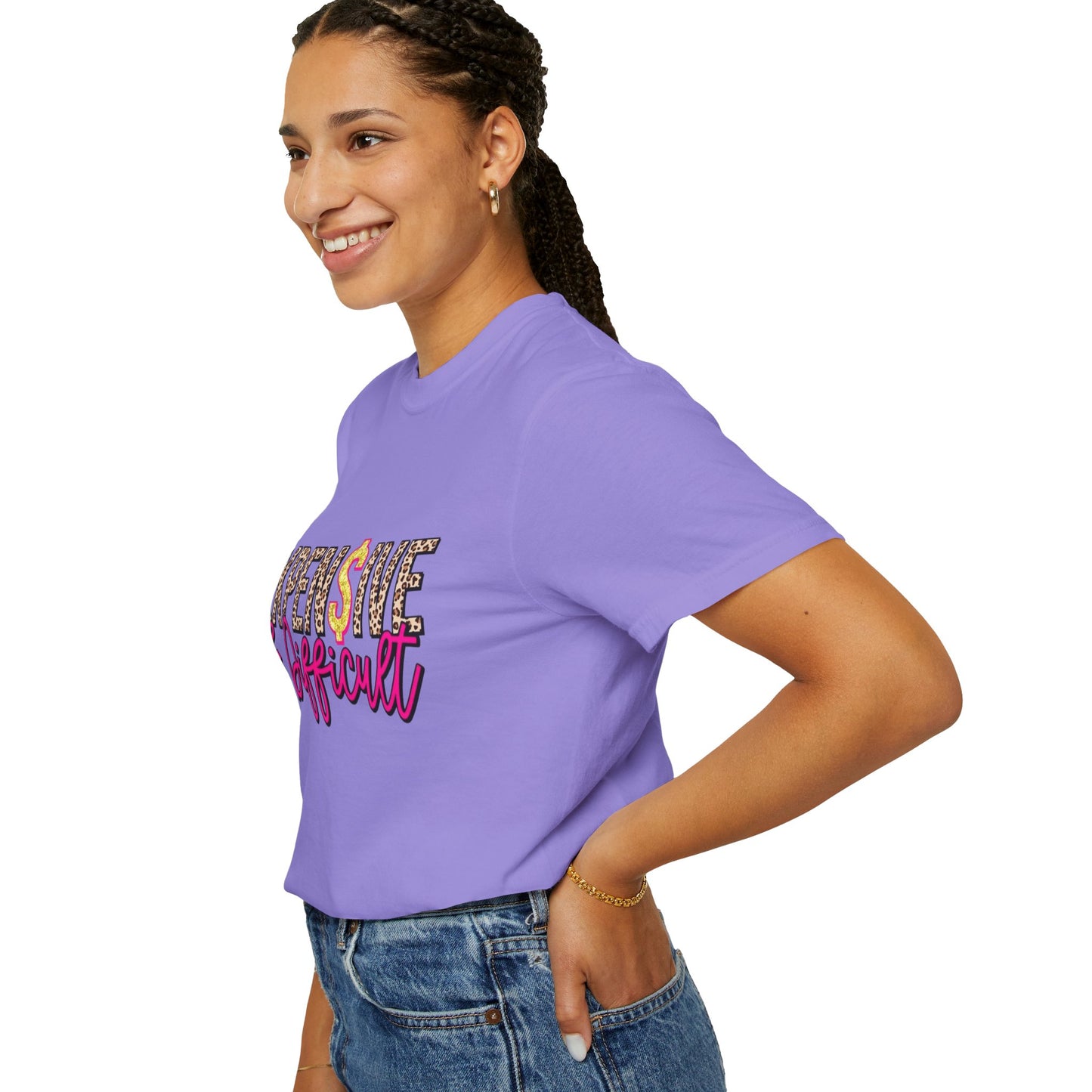 Expensive & Difficult T-shirt | Leopard Print, Dollar Sign, Pink Script
