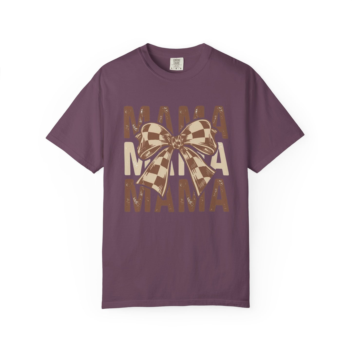 Mama Graphic T-Shirt — Plaid Bow Mom Tee (Mama Print)