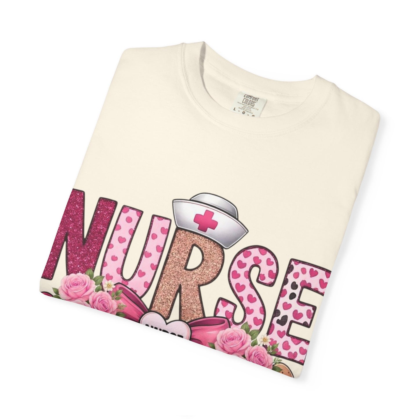 Nurse Floral Heart Stethoscope T-Shirt | Nursing Love Shirt