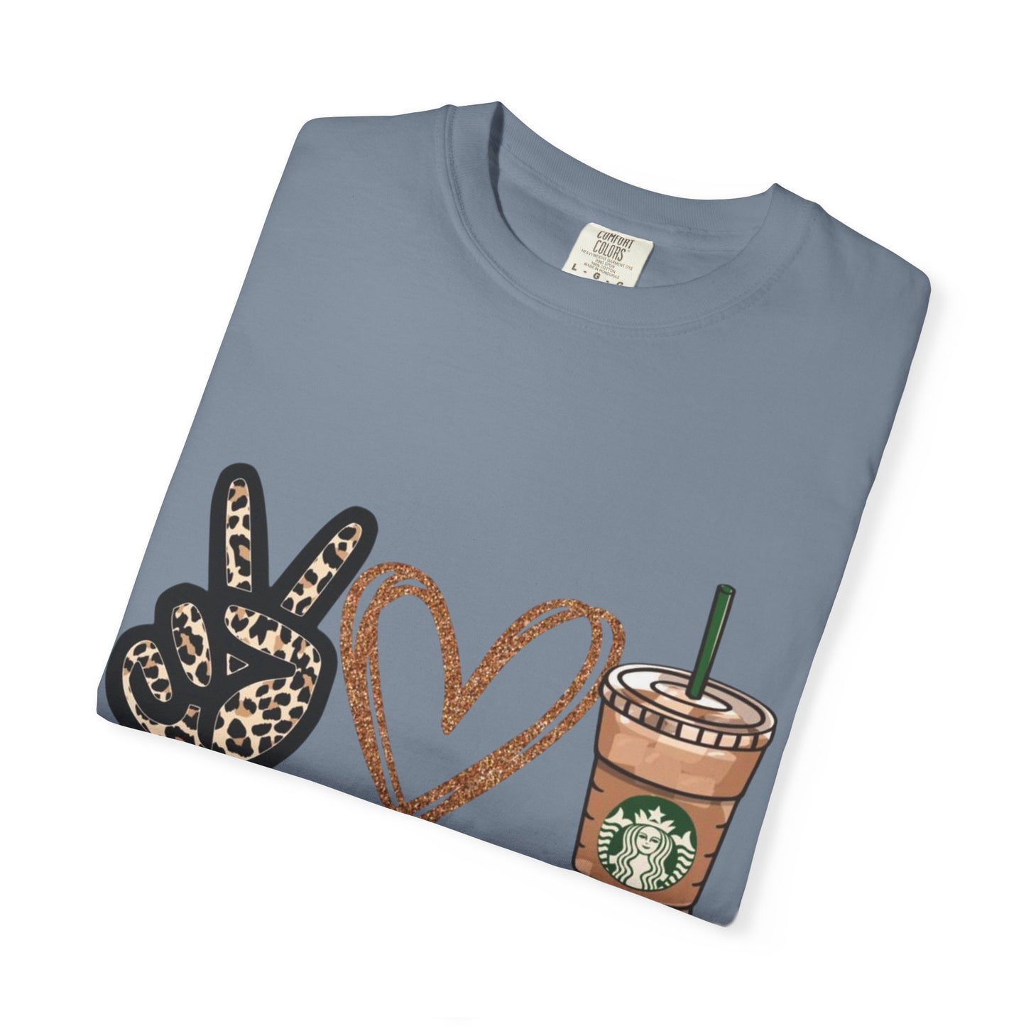 Peace Love Starbucks T-Shirt | Leopard Peace Sign Heart Coffee Cup