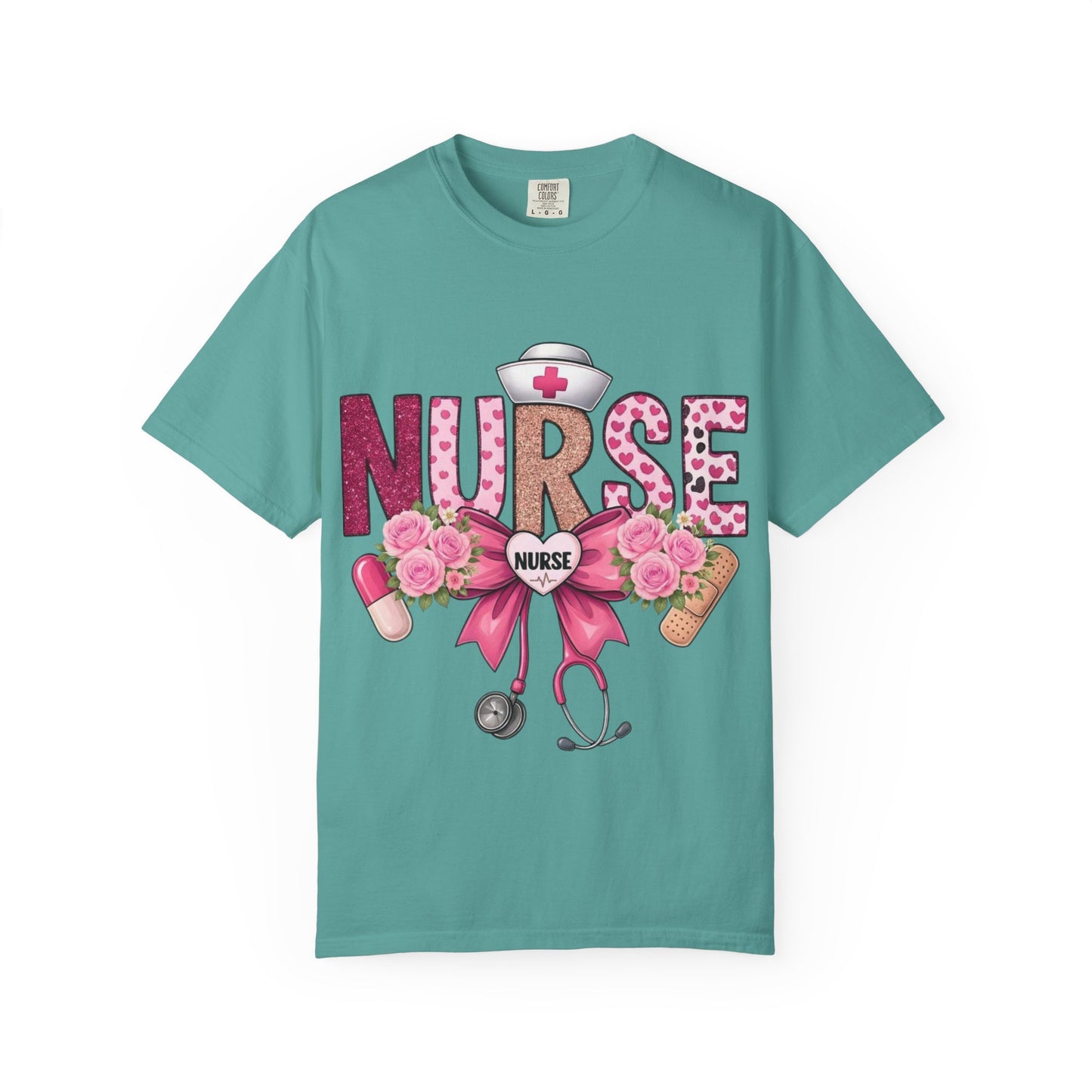 Nurse Floral Heart Stethoscope T-Shirt | Nursing Love Shirt