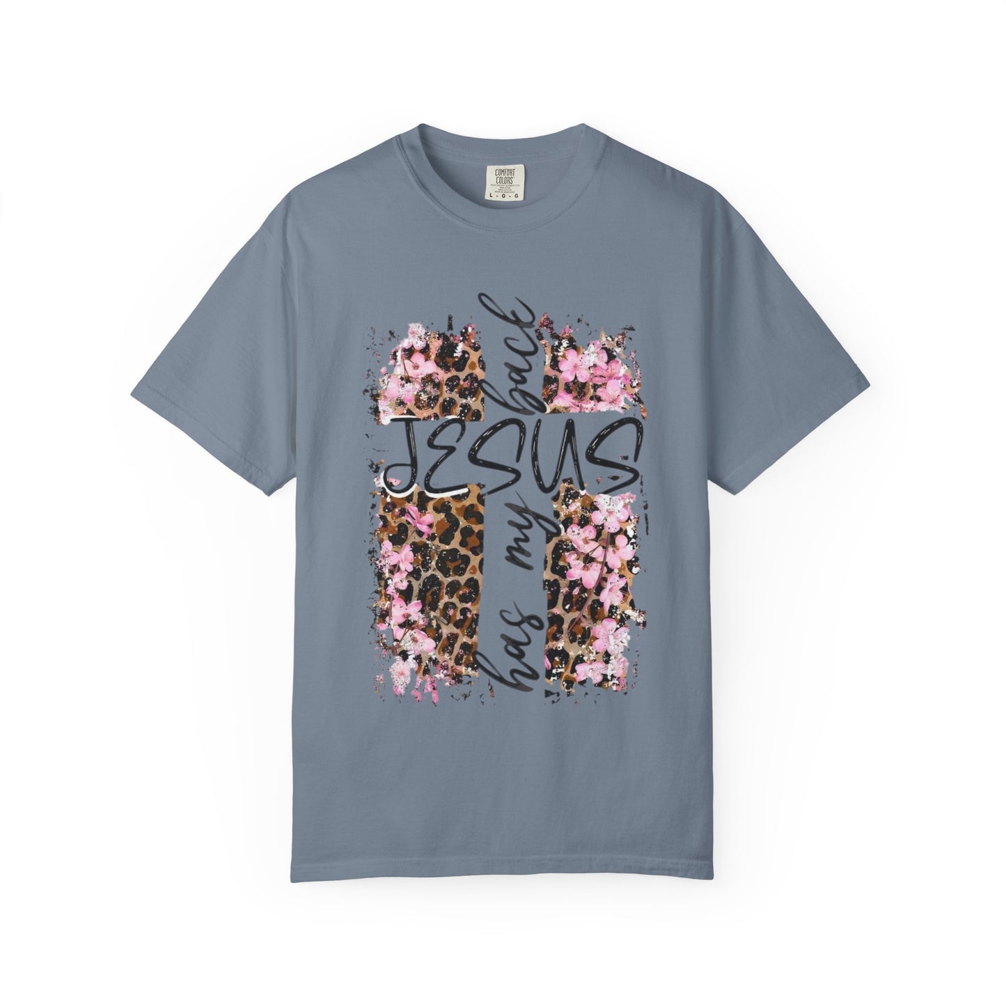 Jesus Has My Back T-Shirt | Leopard Floral Cross Christian Faith Tee