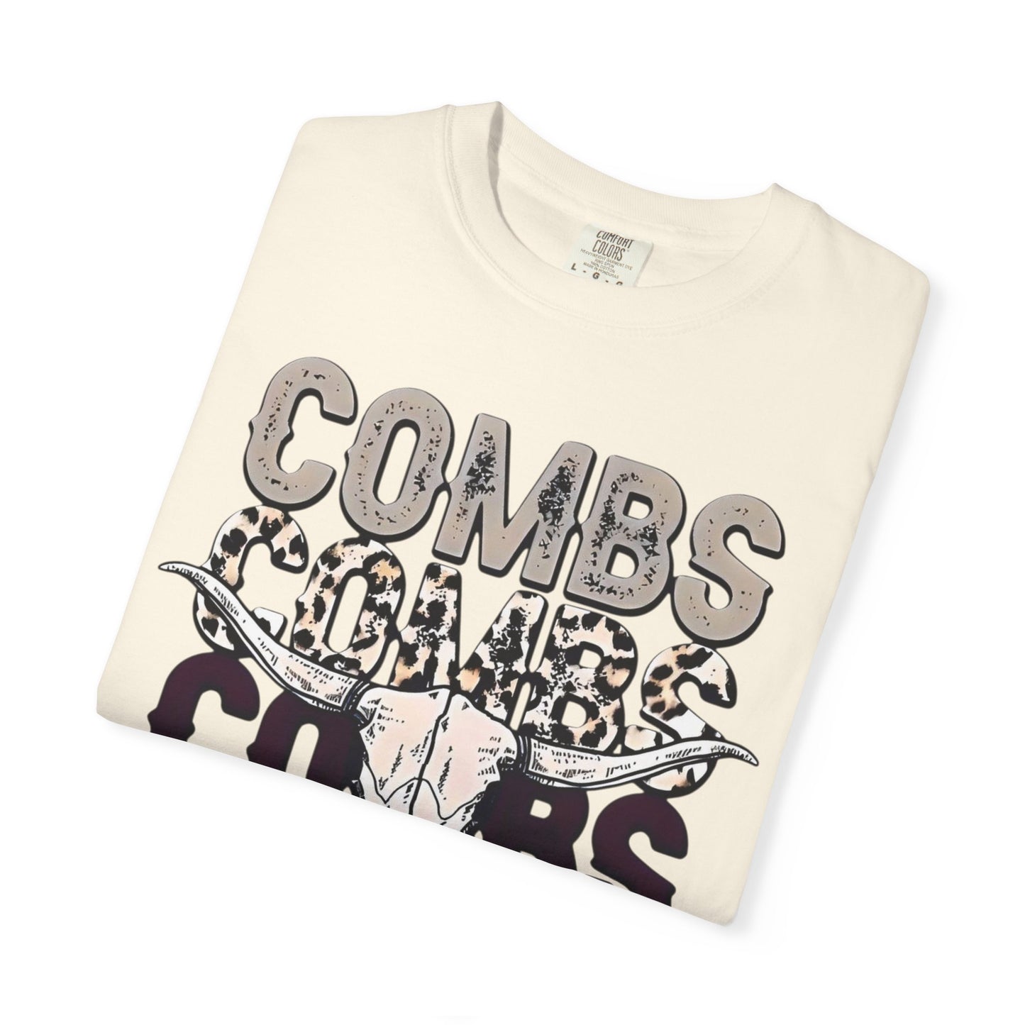 Combs Skull Repeat design T-shirt | Longhorn skull typography tee