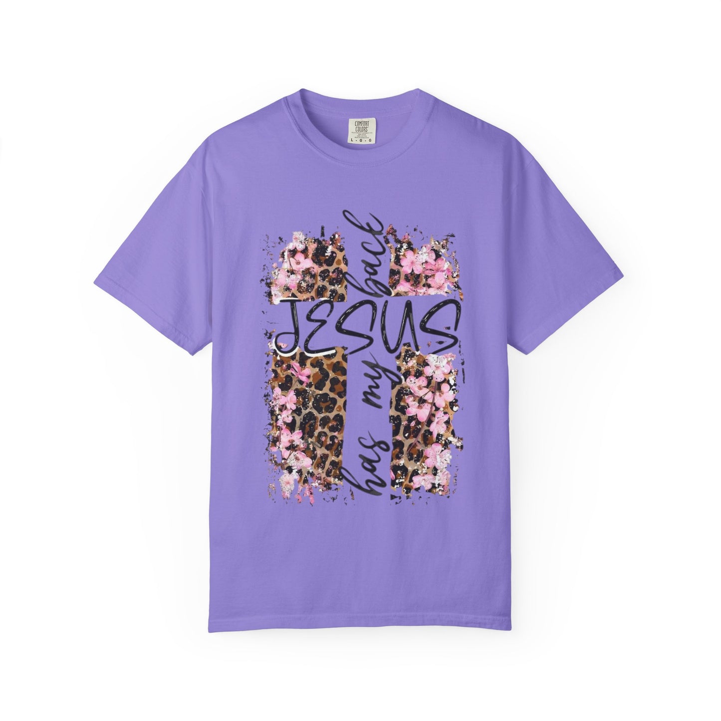 Jesus Has My Back T-Shirt | Leopard Floral Cross Christian Faith Tee