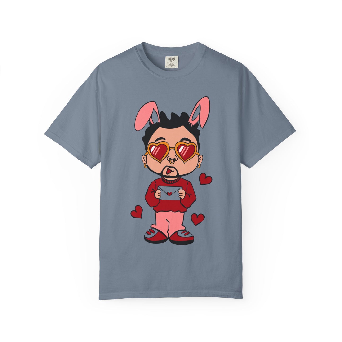 Valentine Bunny Dude T-Shirt — Cute Heart Eyes Love Graphic Tee